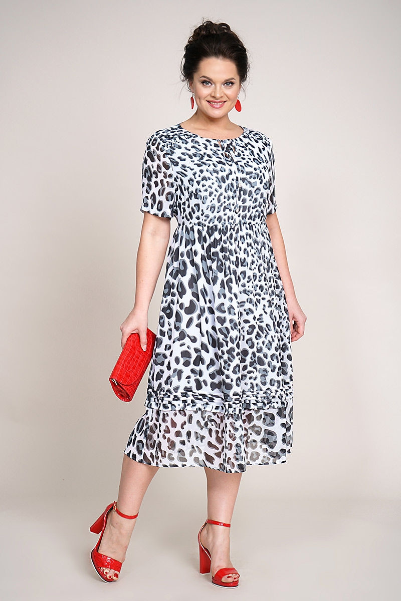 Шифоновое платье с леопардовой расцветке