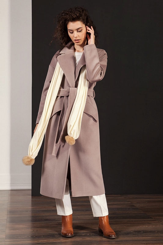 Длинное пальто прямого силуэта с карманами