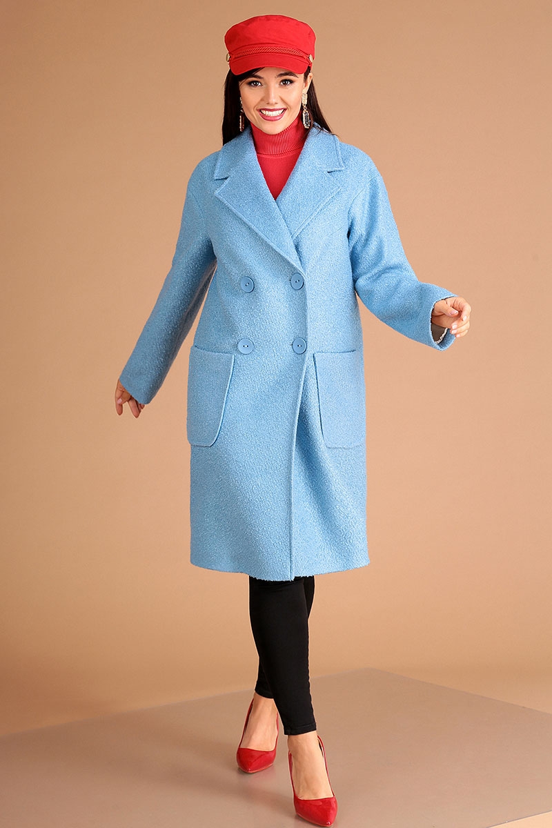 Пальто женское прямого силуэта со смещенной  застежкой