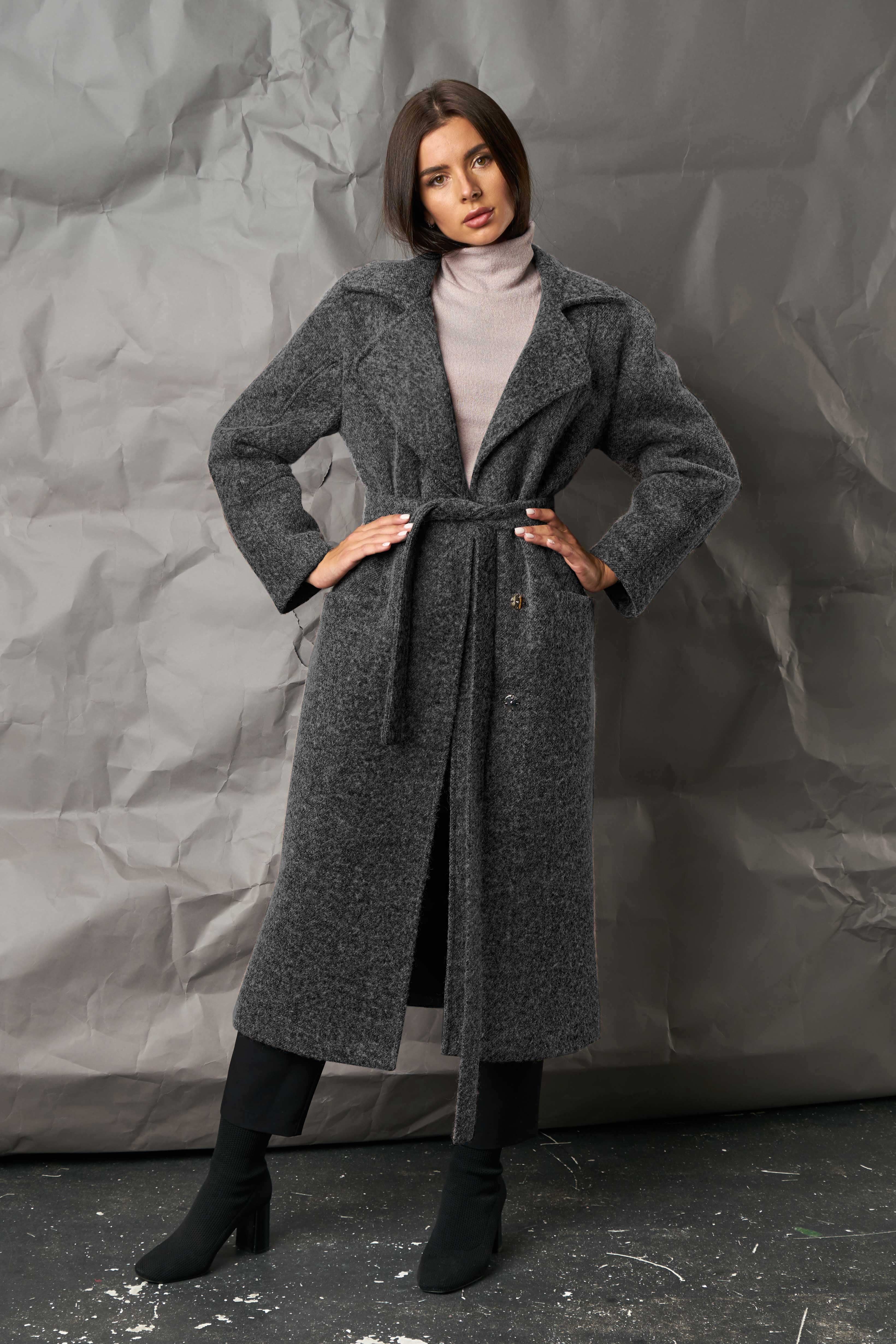 Пальто женское демисезонное классическое с поясом