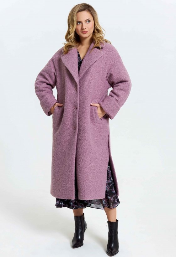 Прямое женское пальто с добавлением шерсти